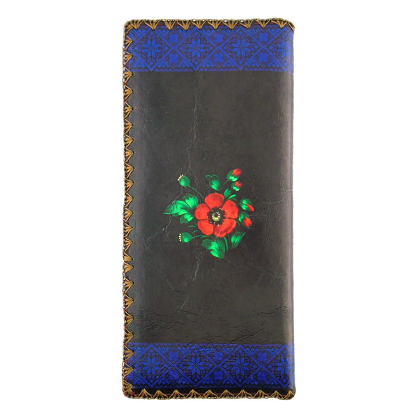 Mlavi Ukraine collection unique and beautiful vegan large flat wallet with Ukrainian art and craft inspired prints for wholesale and online shopping