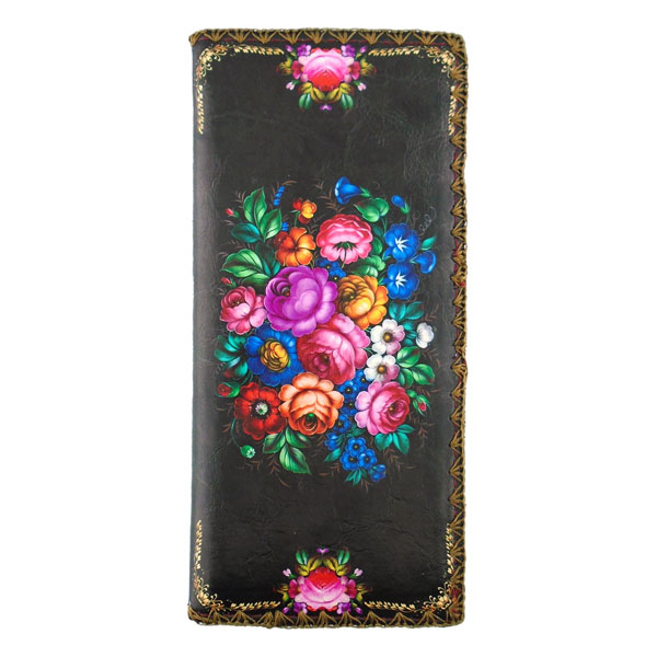 Mlavi Ukraine collection unique and beautiful vegan large flat wallet with Ukrainian art and craft inspired prints for wholesale and online shopping