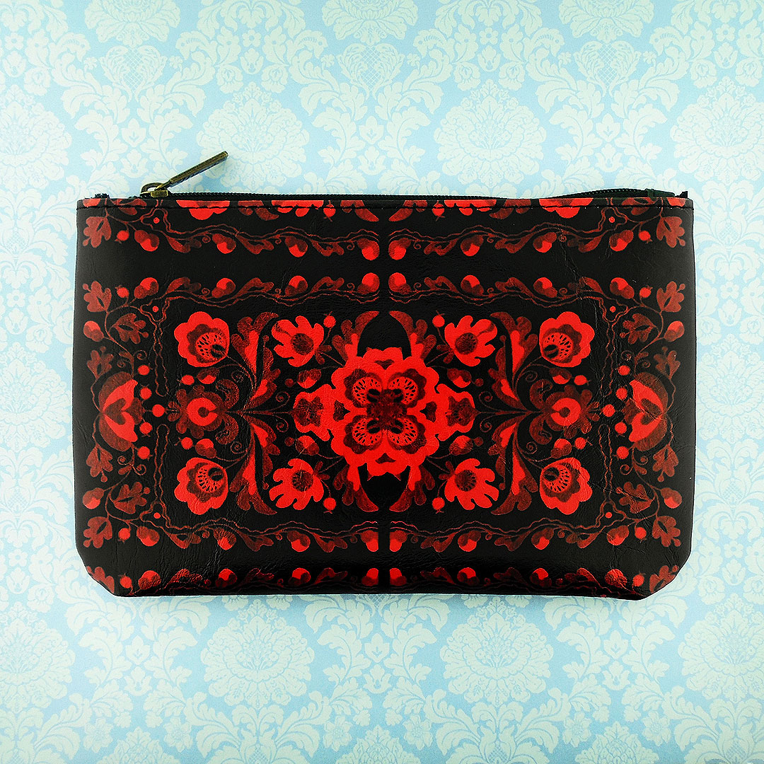 Mlavi Ukraine collection unique and beautiful vegan medium pouch with Ukrainian art and craft inspired prints for wholesale and online shopping