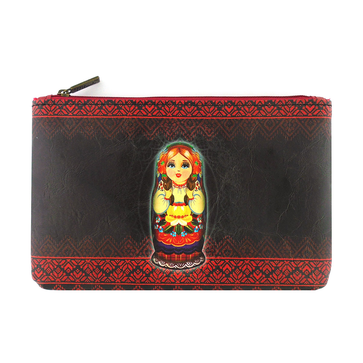 Mlavi Ukraine collection unique and beautiful vegan medium pouch with Ukrainian art and craft inspired prints for wholesale and online shopping