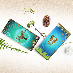 Mlavi Animal collection unique and beautiful vegan large flat wallet with ocean themed illustration prints for wholesale and online shopping