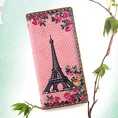 Mlavi Animal collection unique and beautiful vegan large flat wallet with paris themed illustration prints for wholesale and online shopping